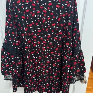 Lane Bryant Black and Red Cherry Blouse